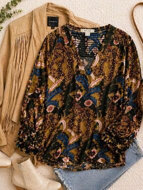 White Stuff Boho Floral Blouse UK14 Flowy Top